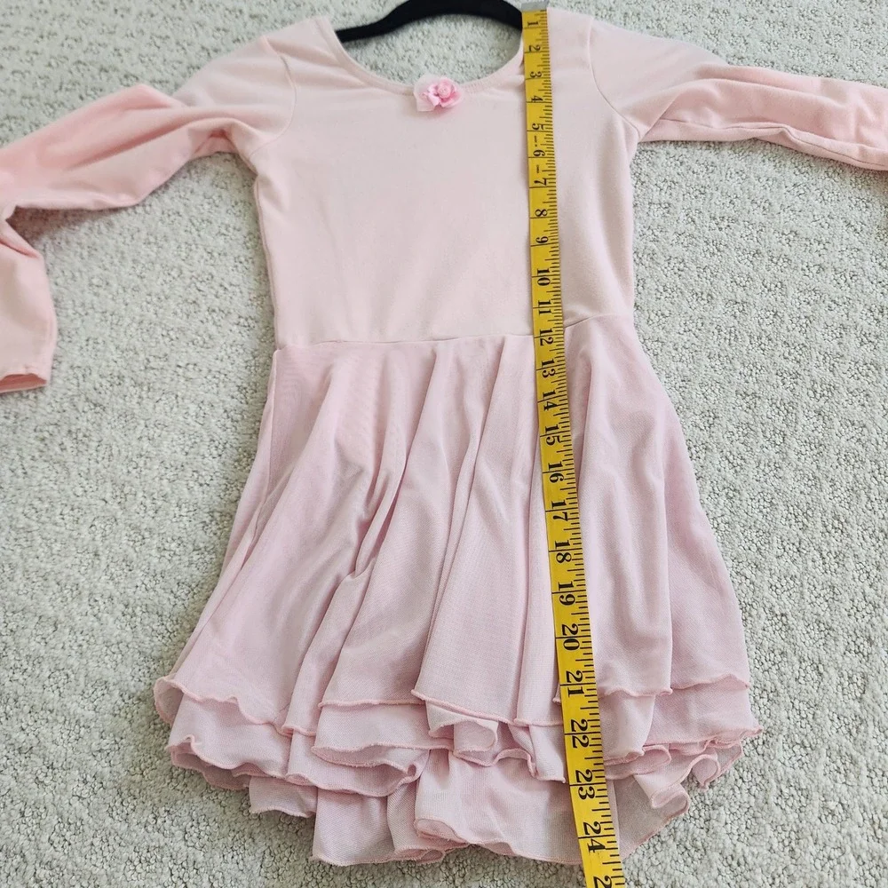 Theatricals Kids Pink Long Sleeve Tiered Mesh Skirted Ballet‎ Leotard MC